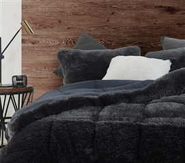 Neutral Black Extra Long Twin Comforter for Guys Dark Dorm Decor Best Bedding Essentials for Freshmen