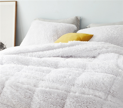Furry Twin Extra Long Bedding Ultra Plush Dorm Comforter Set with Matching Pillow Shams