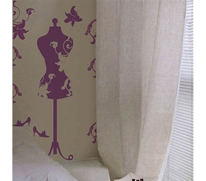 Purple Wall Mannequin - Peel N Stick Decor - Unique Dorm Wall Decor