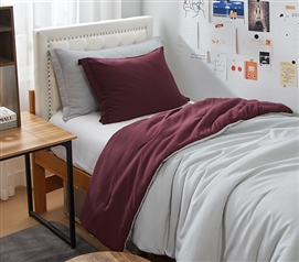Dorm Haul - Cozy Twin XL College Comforter - Antarctica Gray/Windsor Wine