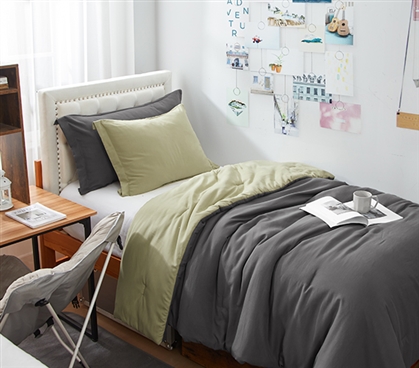 Dorm Haul - Cozy Twin XL College Comforter - Granite Gray/Elm
