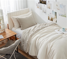Dorm Haul - Cozy Twin XL College Comforter - Jet Stream/Oat Milk