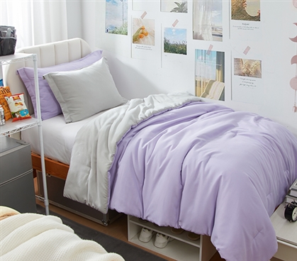 Dorm Haul - Cozy Twin XL College Comforter - Orchid Petal/Antarctica Gray