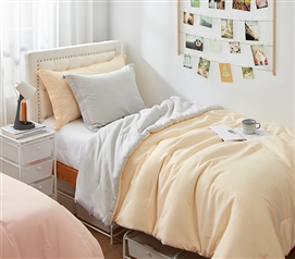 Dorm Haul - Cozy Twin XL College Comforter - Shortbread/Antarctica Gray