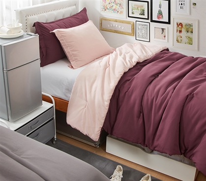 Dorm Haul - Cozy Twin XL College Comforter - Windsor Wine/Pale Dogwood