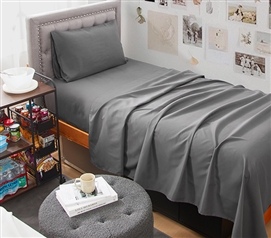 Dorm Haul - Comfy Twin XL College Sheets - Granite Gray