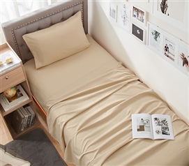 Dorm Haul - Comfy Twin XL College Sheets - Marzipan