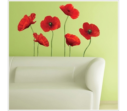 Poppies at Play - Peel N Stick Dorm Decor - College Essentials For Students