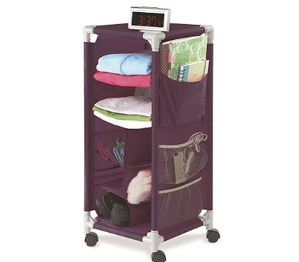 Portable And Useful - The Dorm Swivel Storage Cart - Eggplant - Cool Dorm Organizer