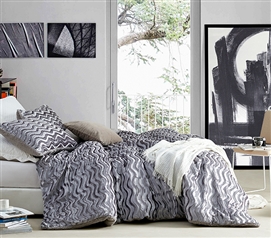 Gray and White Striped Oversized Twin Comforter Set Refined Gray
