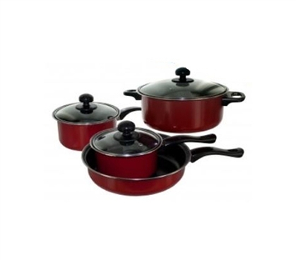 College Cookware Set - 4 Piece - Red Dorm Cooking Supplies