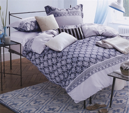 Patterned Purple Twin XL College Dorm Bedding Set Soft Twin XL Comforter