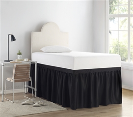 Easy to Add to Twin XL Bed Luxury Dorm Bed Skirt Panel Black Twin XL Bedding Accessories
