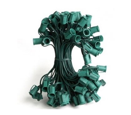 Christmas Light Socket Cord - 25 Ft. C7 Bulb Size - Green Wire