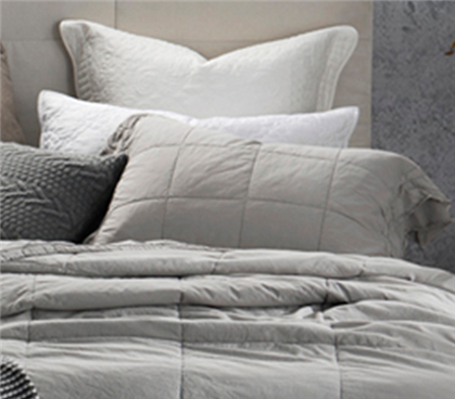 Neutral Gray College Bedding Pillow Sham Made with Super Soft 200 Thread Count Cotton