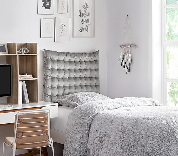 Grey dorm deals headboard