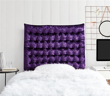 Fashionable College Headboard Ideas Girly Dorm Decor Cushion Purple Tufted Dorm Headboard