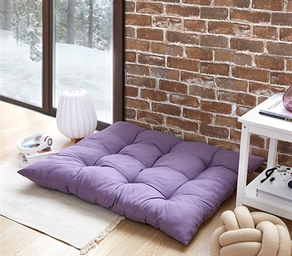 Beautiful Purple College Tufted Floor Pillow Additional Cozy Dorm Seating Solutions