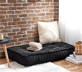 Thick Extra Large Floor Pillow Space Saving Dorm Room Seating Ideas Black Tufted Pouf