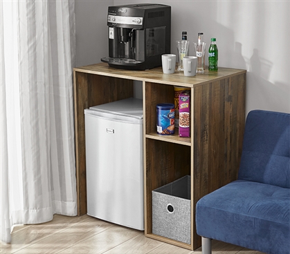 Wooden Dorm Room Furniture for College Mini Fridge Organization Station