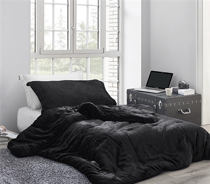 Affordable Black Dorm Comforter Neutral Black Dorm Bedding Essentials for Freshmen