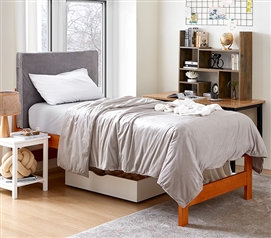 Twin XL Weighted Comforter Neutral Dorm Bedding Velvet Blanket Cover College Student Essentials