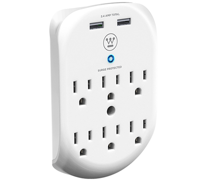 USB Power 6 Outlet Adapter High Quality Dorm Surge Protector Must Have College Essentials