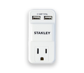 Dorm Room Wall Plug In Adapter with Outlet Adapter and Two USB Charging Ports