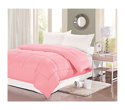 Natural Cotton Twin XL Comforter - College Ave - Baby Pink