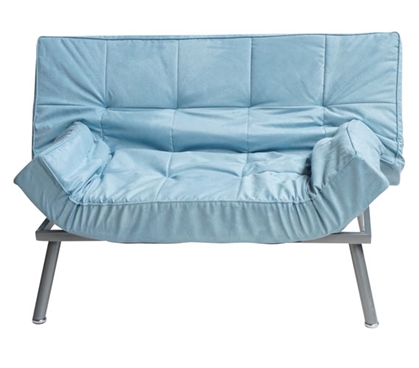 The College Cozy Sofa (Mini-Futon) - Silver Blue - Dorm Seating - Additional Comfort