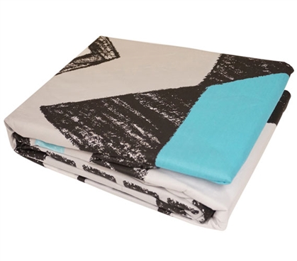 Kray Dorm Bedding Sheets Unique White, Blue, and Black Extra Long Twin Sheets