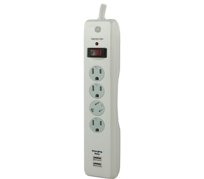GE 4 Outlet Surge Protector With USB Charging Must Have Dorm Room Gadgets