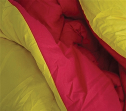 Microfiber Material - Yellow/Cherry Pink Reversible College Comforter - Twin XL - College Comforter