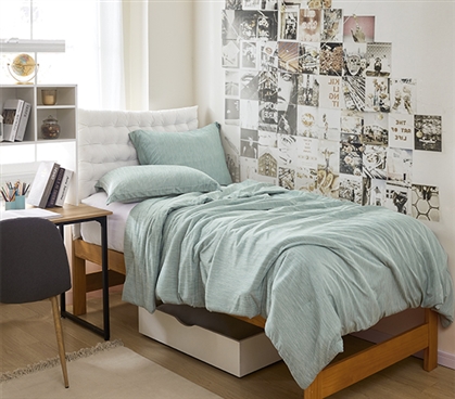 Extra Long Twin Comforter Set Green College Bedding Essential Best Dorm Bedspread