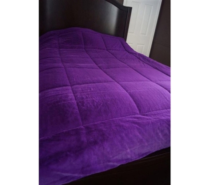Super Soft Dorm Room Bedding - College Plush Comforter - Stylish Purple Twin XL Bedding