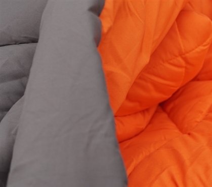Two Colors For Your Bedding - Gray/Orange Reversible College Comforter - Twin XL - Decorate Your Dorm