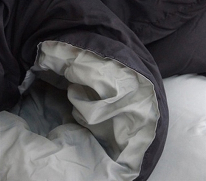 Sized for XL Twin Beds - Black Gray Reversible Comforter - Two Colors To Choose From