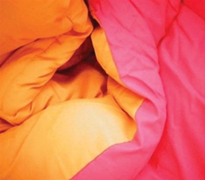 Has Two Vibrant Colors - Pink/Orange Reversible College Comforter - Twin XL - Great Dorm Bedding For College