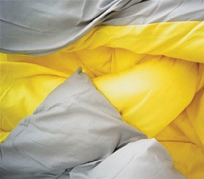 Choose Your Color - Gray/Yellow Reversible College Comforter - Great For Dorm Room Beds