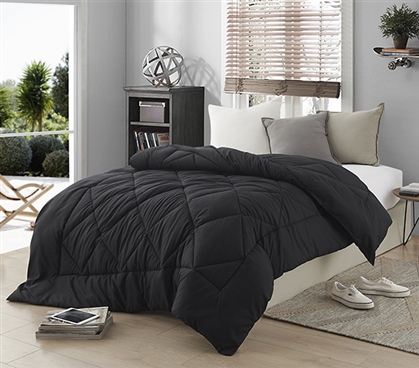 Dorm Bedding Black Comforter - Extra Long Twin Comforter for College Beds