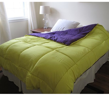 Vibrant Dorm Room Bedding - Purple/Yellow Reversible College Comforter - Twin XL