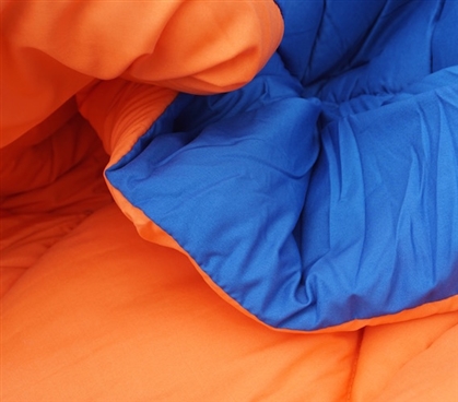 Blue/Orange Reversible College Comforter - Twin XL - Cool Dorm Decorations