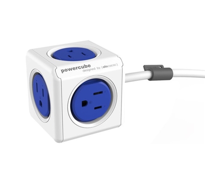 Power Cube Outlet Multiplier With Surge Protection & 5 Outlets - Cobalt Blue Must Have Dorm Room Gadgets