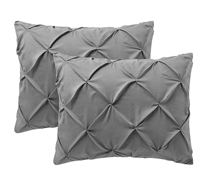 Cute Dorm Bedding Gray Pillow Shams Pintuck Pillow Case Decorative Cushion Covers