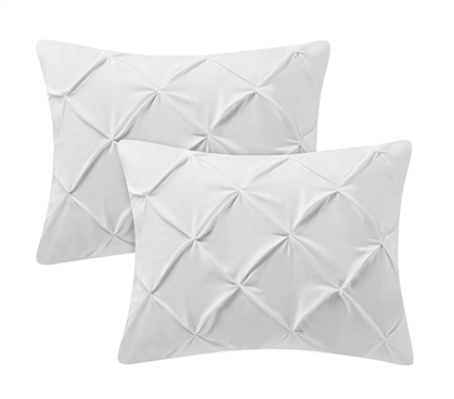 2 Pack Decorative Pillows White Pintuck Bedding Cute Dorm Room Decor Designer Bedding