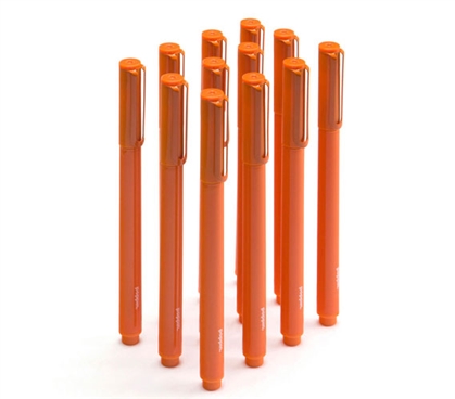 Ballpoint Pens - Set of 12 - Orange (Black Ink) Dorm Essentials College Supplies