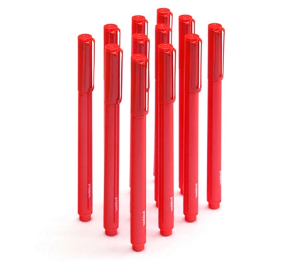 Ballpoint Pens - Set of 12 - Red (Black Ink)
