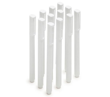 Ballpoint Pens - Set of 12 - White (Black Ink)