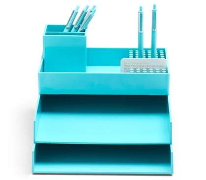 Super Stacked Dorm Desk Bundle - Aqua Dorm Essentials College Supplies