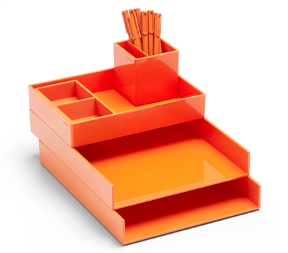 Ultra Stacked Dorm Desk Bundle - Orange Dorm Essentials Dorm Organizers Must Have Dorm Items